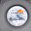 Logo de Cloudflare y Wordpress en el cielo